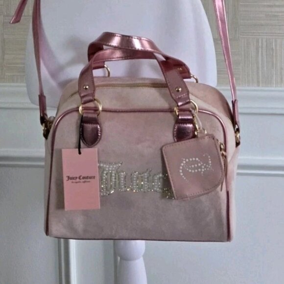 Juicy Couture String Of Pearls Satchel Pink  Diamond Y2K NWT - Picture 1 of 6